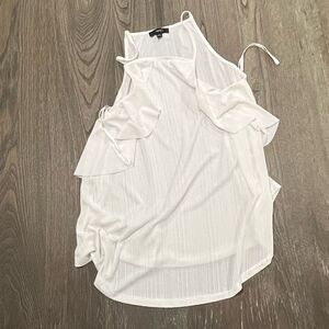Very J Blouse Sleeveless Frilled Strappy White Size L